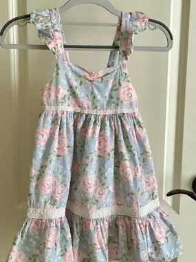 Girls Floral Sundress in Light Blue and Pink